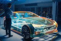 Holographic model projection of an electric car