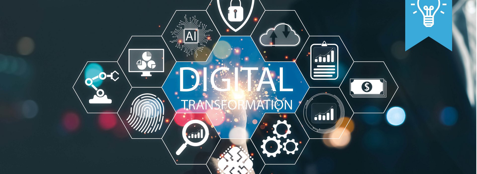 Bild zeigt die Icons aus dem Bereich digitale Transformation im Unternehmen.