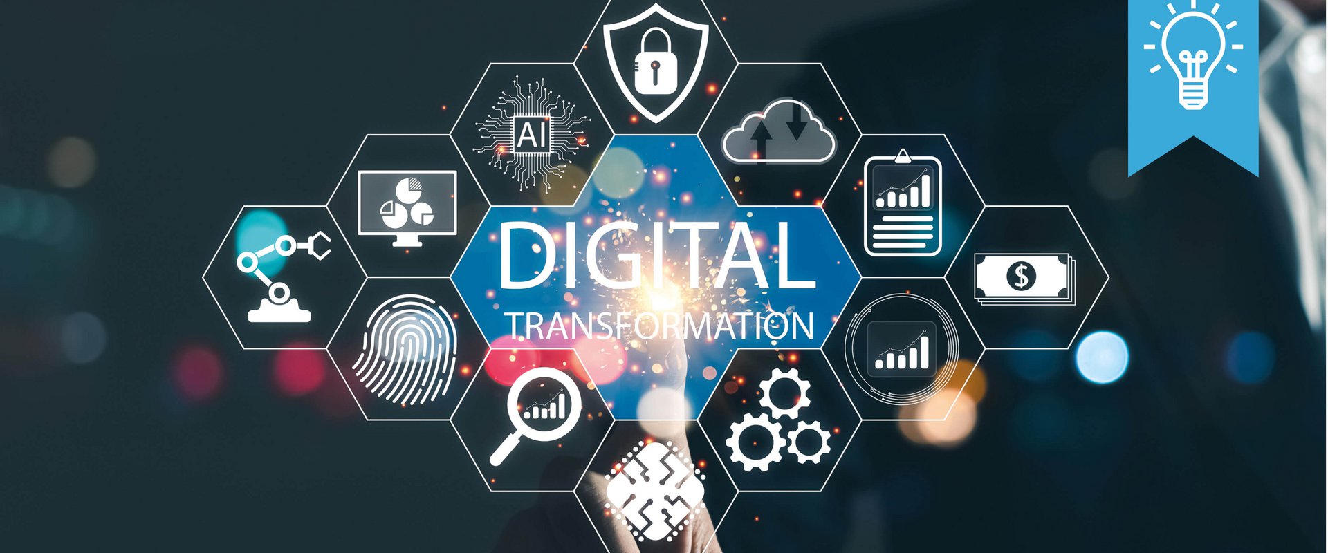 Bild zeigt die Icons aus dem Bereich digitale Transformation im Unternehmen.