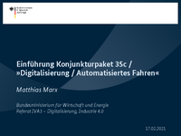 Einführung Konjunkturpaket 35c / »Digitalisierung / Automatisiertes Fahren«