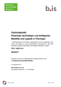 Potentialanalyse zum Wachstumsfeld „Logistik“ in Thüringen