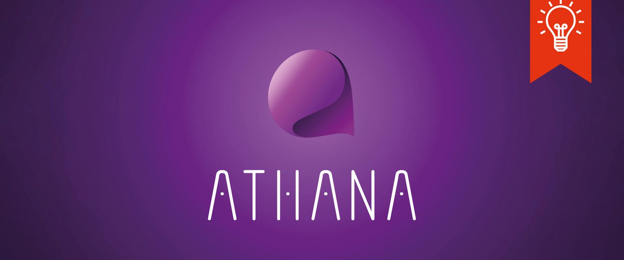 Logo des Bündnis ATHANA auf violettem Hintergrund