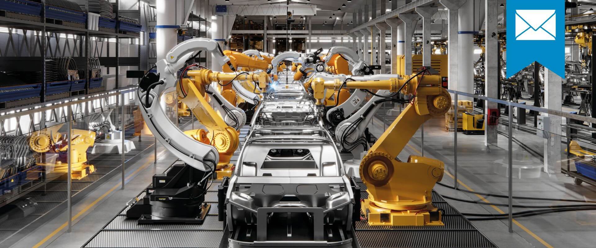 Automatisierte Maschinen in einer Automobil-Fabrik 