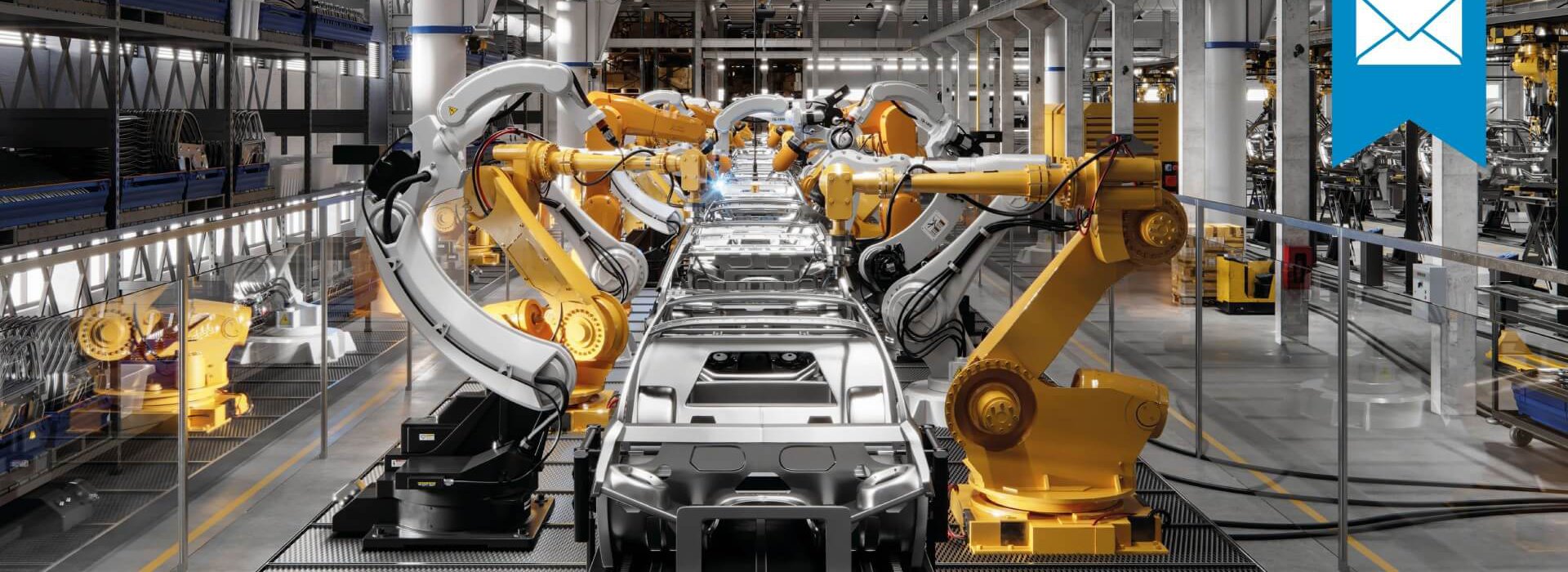 Automatisierte Maschinen in einer Automobil-Fabrik 