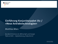 Einführung Konjunkturpaket 35c / »Neue Antriebstechnologien«